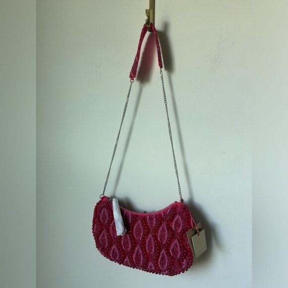 Viral Pink and Red Beaded Made in India Crossbody Bag - Picture 2 of 5